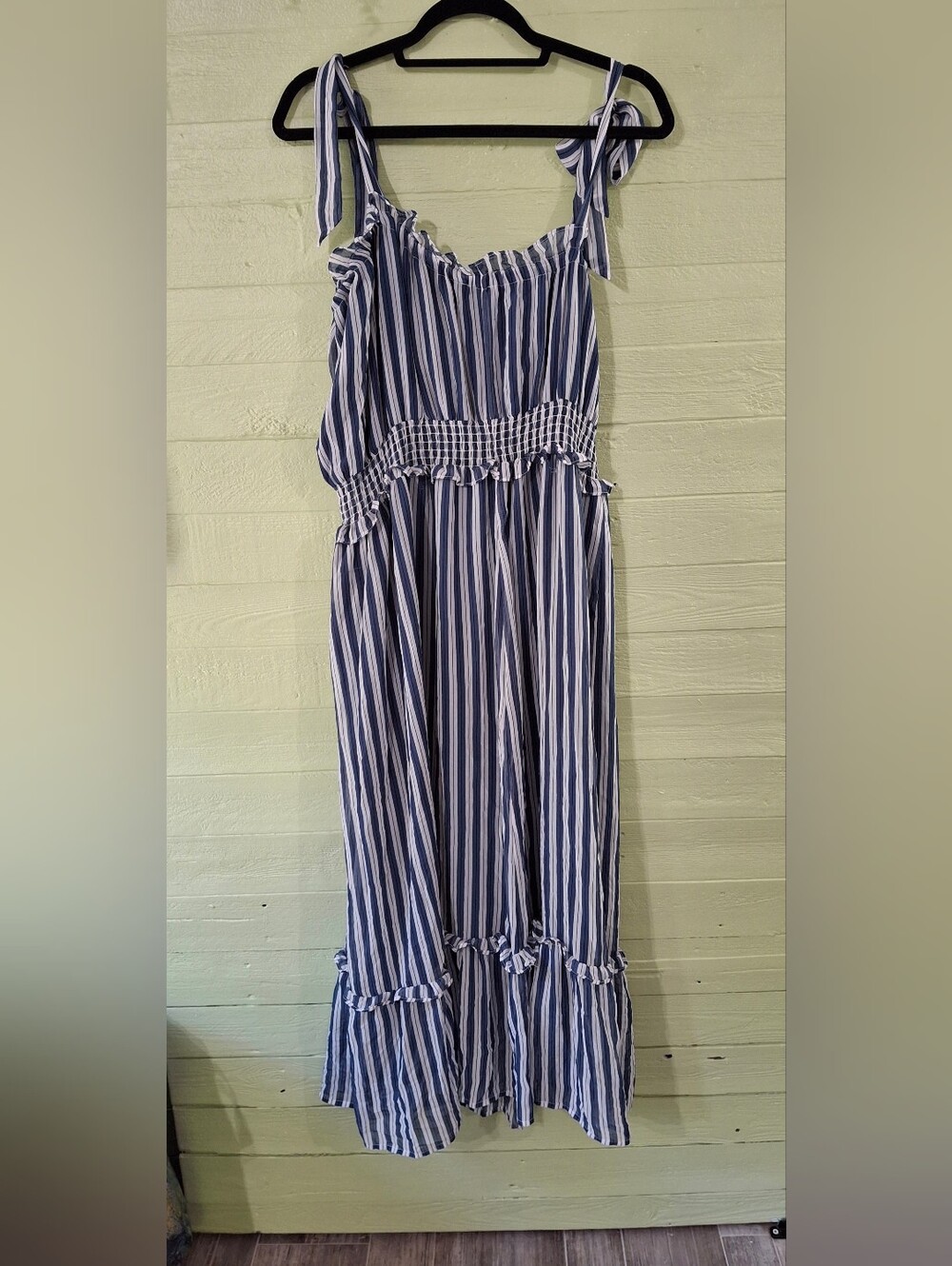Womens Boho-Chic Summer Nautical Coastal Grandmother Who What Wear Dress Sz L.